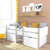 Image de Lit Mi-hauteur 90x190 2 Grands Tiroirs Et Sommier Inclus Arthur - Blanc Et Bois