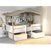 Image de Lit Cabane Sarosi Avec Tiroirs - 90 X 190 Cm - Tilleul - Blanc Et Chêne