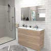 Image de Meuble Sous-vasque 3 Tiroirs Marbella 120 Cm + Vasque / Décor Chêne Blanchi