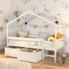 Image de Lit cabane MIKA 90x190 + sommier + 2 tiroirs / Blanc