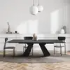 Image de Table À Manger Extensible En Pierre Palacio 160x90cm + 2 Allonges De 40cm - 10 Personnes / Noir Effet Marbre