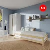 Image de Lit empilable JONAS - Naturel - 90x190 cm - Lot de deux lits - 2 sommiers
