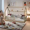 Image de Lit cabane Kiwi 90x190 + 1 sommier + barrière /Bois clair