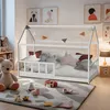 Image de Lit cabane Kiwi 90x190 + 1 sommier + barrière /Blanc