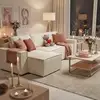 Image de Canapé D'angle Convertible Et Réversible Avec Coffre Elise En Velours Côtelé / Beige