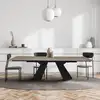 Image de Table À Manger Extensible En Pierre Palacio 160x90cm + 2 Allonges De 40cm - 10 Personnes / Gris Effet Marbre