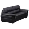 Image de Canapé 2 places en cuir - VENTE-UNIQUE - THIBAULT - Noir - Design contemporain