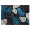 Image de Tapis shaggy PIETRA turquoise et gris - polyester - 160*230cm