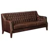 Image de Canapé 3 places en cuir vieilli COLBERT - Chocolat - Style vintage - Confort moelleux - Dimensions 138x84x84cm