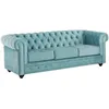 Image de Canapé 3 places en velours CHESTERFIELD - Bleu pastel - Style classique - Confort moelleux - Déhoussable
