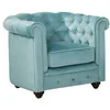 Image de Fauteuil en velours CHESTERFIELD - Bleu pastel