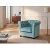 Image de Fauteuil CHESTERFIELD - Velours bleu pastel
