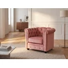 Image de Fauteuil CHESTERFIELD - Velours rose pastel
