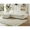Image de Canapé dangle convertible en cuir JONOVA - Blanc - Angle gauche - 3 places - Coffre de rangement