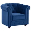 Image de Fauteuil CHESTERFIELD - VENTE-UNIQUE - Velours bleu - 3 places - Classique
