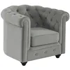 Image de Fauteuil CHESTERFIELD - VENTE-UNIQUE - Velours gris clair - Tissu - Gris - Classique - Intemporel
