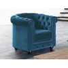 Image de Fauteuil CHESTERFIELD - Velours bleu canard
