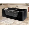Image de Baignoire balnéo vitrée semi îlot à leds - 170 x 85 x 58 cm - Noir brillant - 1 place - 260 L - DYONA