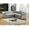 Image de Canapé d'angle en velours CHESTERFIELD - Gris clair