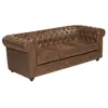 Image de Canapé 3 places CHESTERFIELD en microfibre aspect cuir vieilli - Marron - Simili