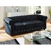 Image de Canapé 3 places CHESTERFIELD - velours noir et boutons effet cristal