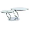 Image de Table basse JOLINE - Verre trempé & métal - Plateaux pivotants - Contemporain - Design