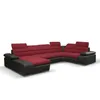Image de Canapé dangle panoramique convertible en tissu et simili BOILEAU - Bicolore Rouge-Noir - Angle gauche