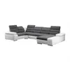 Image de Canapé dangle panoramique convertible en tissu et simili BOILEAU - Bicolore Gris-Blanc - Angle droit