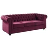 Image de Canapé 3 places VENTE-UNIQUE - CHESTERFIELD - Velours pourpre - Style vintage - Confort moelleux