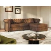 Image de Canapé d'angle chesterfield réversible TOLEDO en microfibre vieillie - Marron