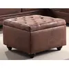 Image de Pouf Avec Coffre En Microfibre Vieillie Lomai - Marron