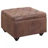 Image de Pouf avec coffre en microfibre vieillie LOMAI - Marron