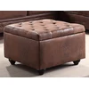 Image de Pouf avec coffre en microfibre vieillie LOMAI - Marron