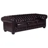 Image de Canapé chesterfield 4 places BRENTON 100% cuir de buffle - Marron reflets châtains