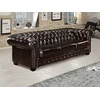 Image de Canapé chesterfield 4 places BRENTON 100% cuir de buffle - Marron reflets châtains