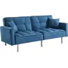 Image de Canapé 3 places convertible clic-clac en tissu MINEY - Bleu