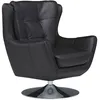 Image de Fauteuil pivotant en cuir de buffle noir ANABA