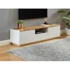Image de Meuble TV AMANI - 2 portes & 1 tiroir - MDF - Coloris: Blanc laqué et chêne