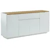 Image de Buffet AMANI - 4 portes & 1 tiroir - MDF - Coloris: Blanc laqué et Chêne
