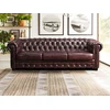 Image de Canapé chesterfield 4 places BRENTON 100% cuir de buffle bordeaux