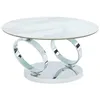 Image de Table basse avec plateaux pivotants - Céramique verre trempé et métal - Effet marbre blanc - JOLINE de Maison Céphy