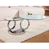 Image de Table basse avec plateaux pivotants - Céramique, verre trempé et métal - Effet marbre blanc - JOLINE de Maison Céphy