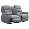 Image de Canapé 2 places relax électrique avec tablette en tissu gris NEVERS