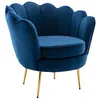 Image de Fauteuil coquillage en velours bleu nuit DANDELION