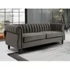 Image de Canapé chesterfield 3 places en velours TRUMBO - Gris