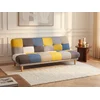 Image de Canapé 3 places convertible clic-clac en tissu MARDAG - Patchwork gris, bleu, jaune