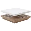 Image de Table basse - Plateau pivotant - MDF laqué blanc et chêne - FAUSTO II