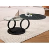 Image de Table basse avec plateaux pivotants en céramique, verre trempé et métal - Effet marbre noir - JOLINE de Maison Céphy