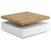Image de Table basse pivotante avec 1 tiroir en MDF - Blanc et Naturel - KYRIA