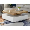 Image de Table basse pivotante avec 1 tiroir en MDF - Blanc et Naturel - KYRIA